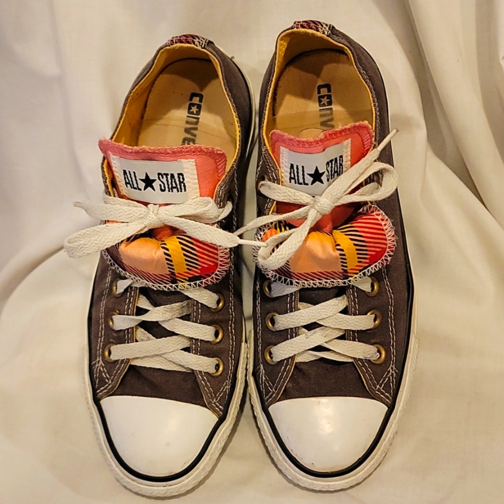 Converse Grey Allstar & Pink Plaid Accent - Picture 2 of 6